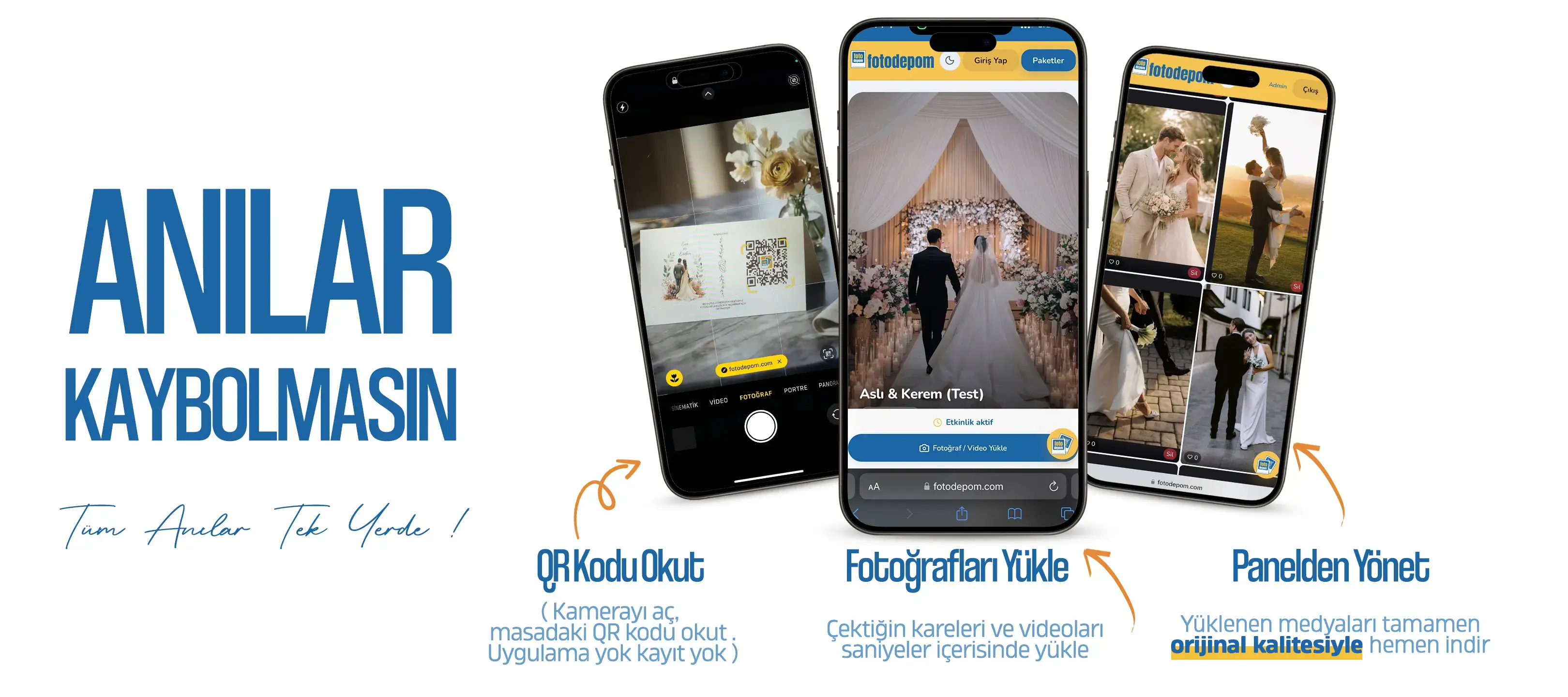 Foto Depom ile anıları biriktirmenin en kolay yolu: QR kodu okut, fotoğrafları yükle, panelden yönet